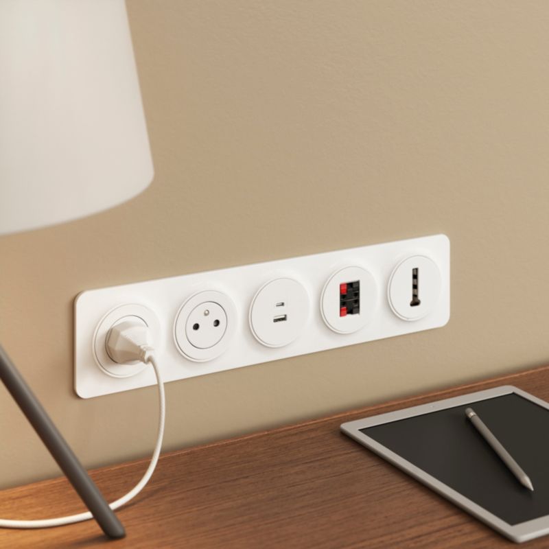 Jacobsen Espen enkelt indbygget stik med USB C og jord, hvid