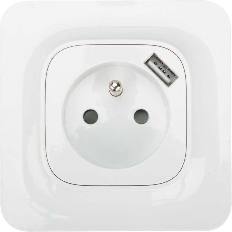 Jacobsen Kennet enkelt indbygget stik med USB A og jord, hvid
