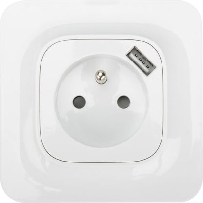 Jacobsen Kennet enkelt indbygget stik med USB A og jord, hvid