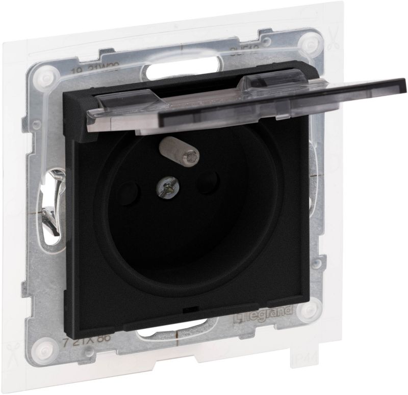 Legrand Suno enkeltstikdåse IP44 med jord, sort