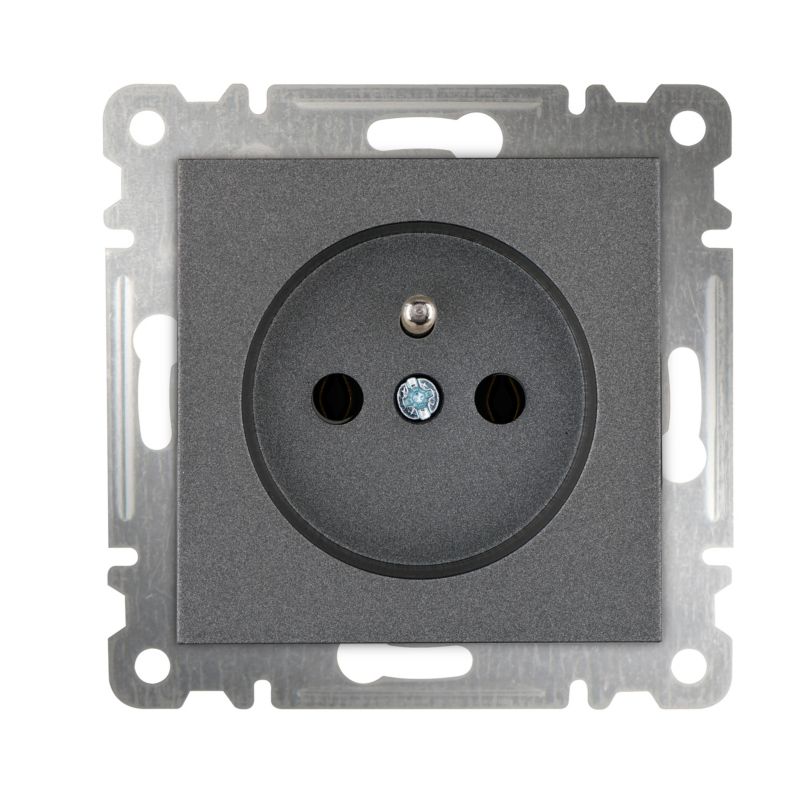 Enkelt indbygningsstik Makel Karea med jordforbindelse i antracit