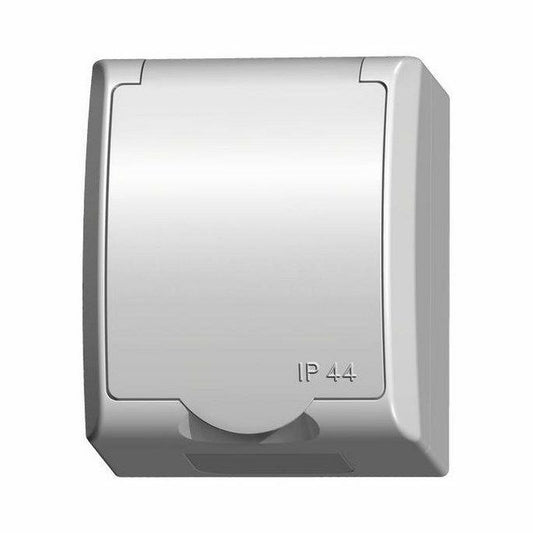 Ospel Fala enkelt udendørs stikkontakt med jordforbindelse i hvid