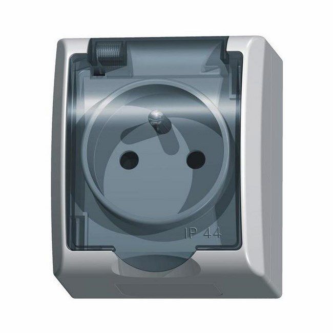 Ospel Fala enkelt udendørs stikkontakt med jordforbindelse i røgfarve