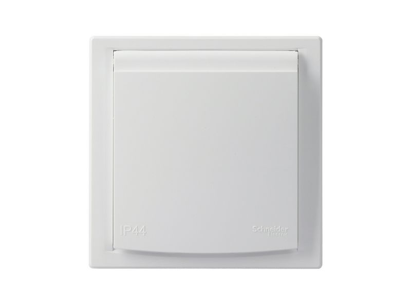 Enkelt indbygget stikkontakt Schneider Electric Asfora IP44 med jord, hvid