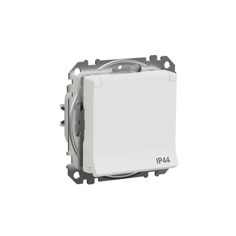 Enkelt indbygningsstik Schneider Electric Sedna Design&Elements IP44 hvid