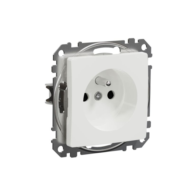 Enkelt indbygget stikkontakt Schneider Electric Sedna Design&Elements med afdækning, hvid