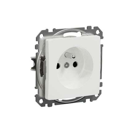 Enkelt indbygget stikkontakt Schneider Electric Sedna Design&Elements med afdækning, hvid