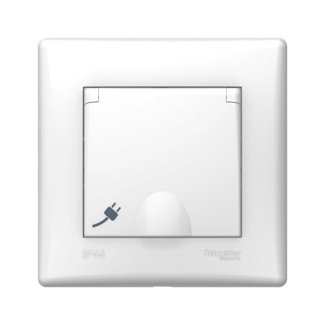 Schneider Electric Sedna IP44 enkelt indbygget stikkontakt med jord, hvid