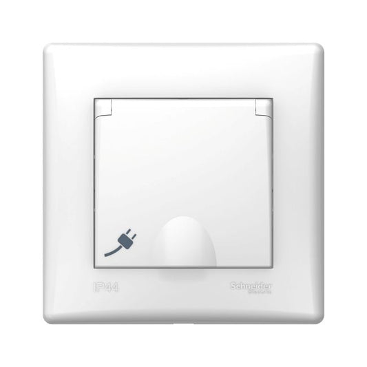 Schneider Electric Sedna IP44 enkelt indbygget stikkontakt med jord, hvid