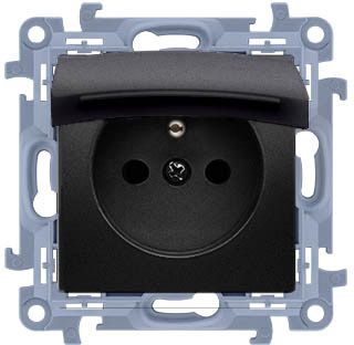 Simon10 enkelt indbygningsstik sort IP44