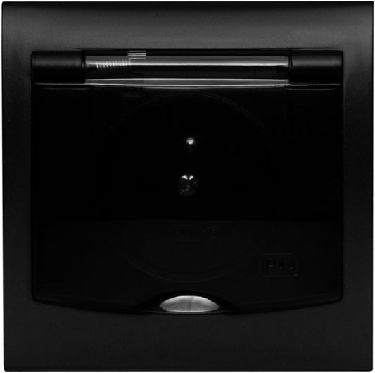 Vega enkeltstikdåse IP44 sort