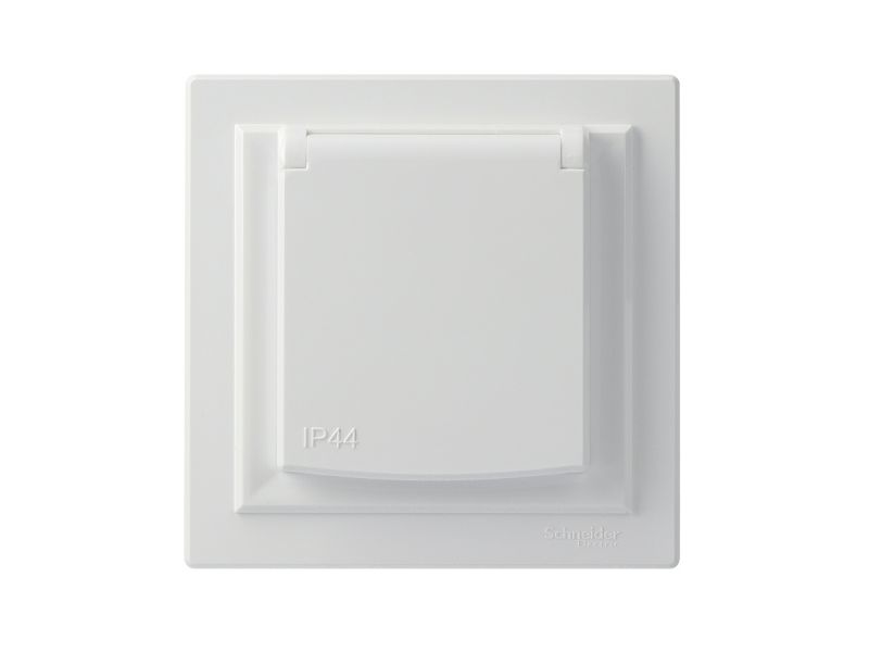 Schneider Electric Asfora IP44 indbygningsstikdåse til ramme, hvid