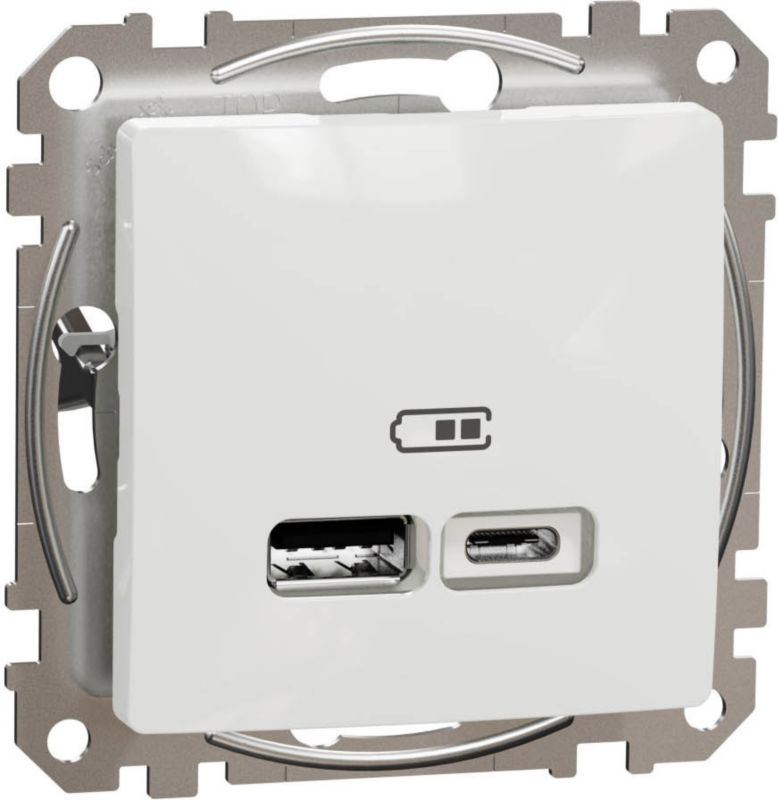 USB-udtag Schneider Electric Sedna Design&Elements A+C i hvid