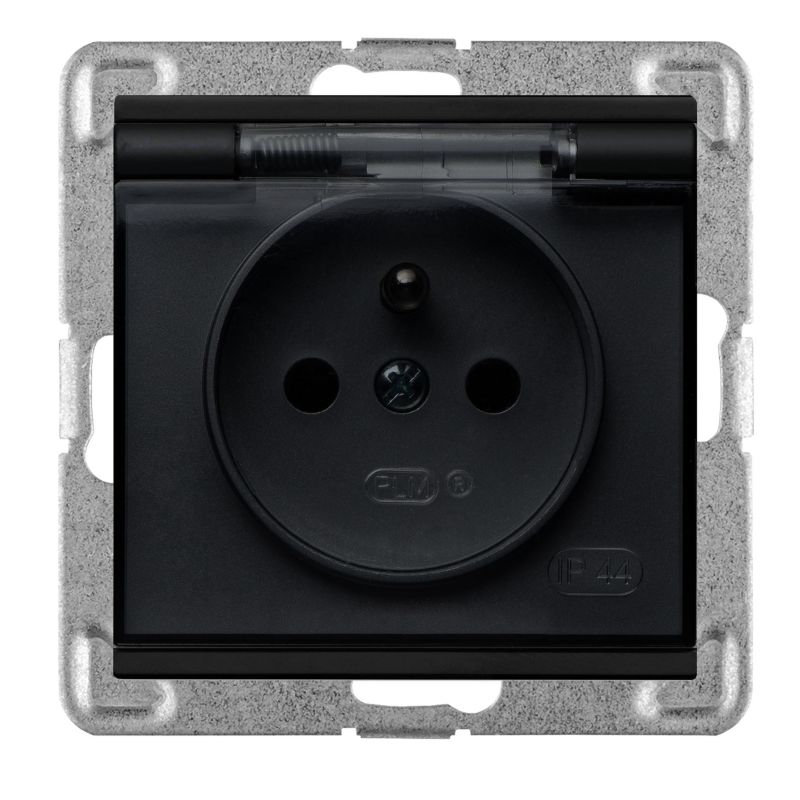 Polmark Verona indbygningsstikdåse med låg, mat-sort