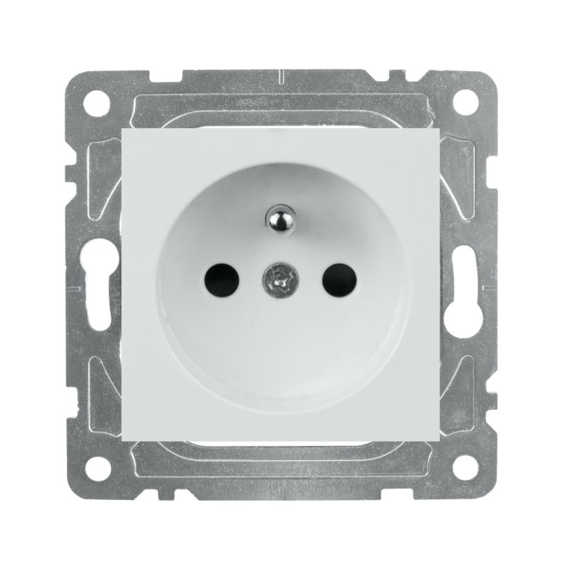 DPM Solid QUAD indbygningsstik med jord, hvid