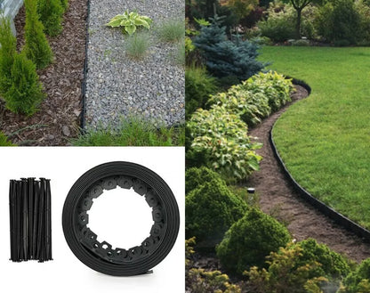 Græskant 6 cm 10 m Plastik Sort