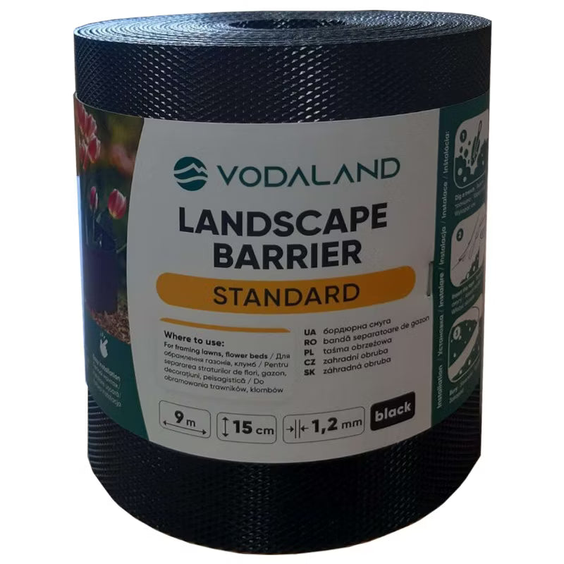 Græskant Bånd 15 cm x 9 m Sort Plastik
