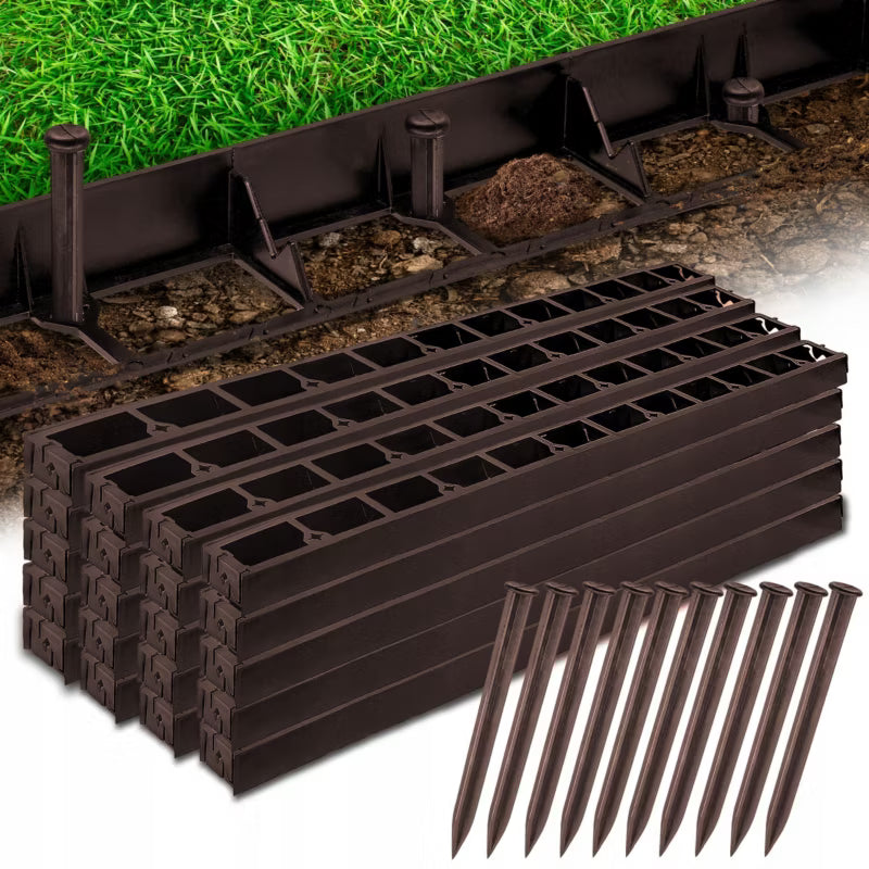 Græskant Sæt 45 mm 24 m Brun med 70 Jordspyd