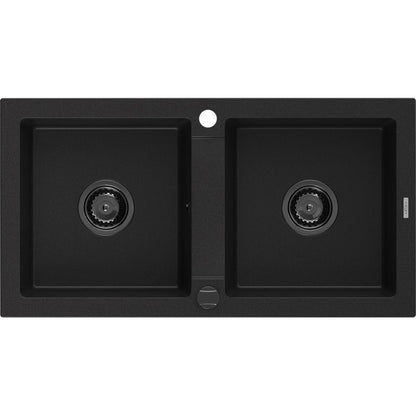 Granitvask med 2 kar Mexen 82 x 44 cm Mario sort