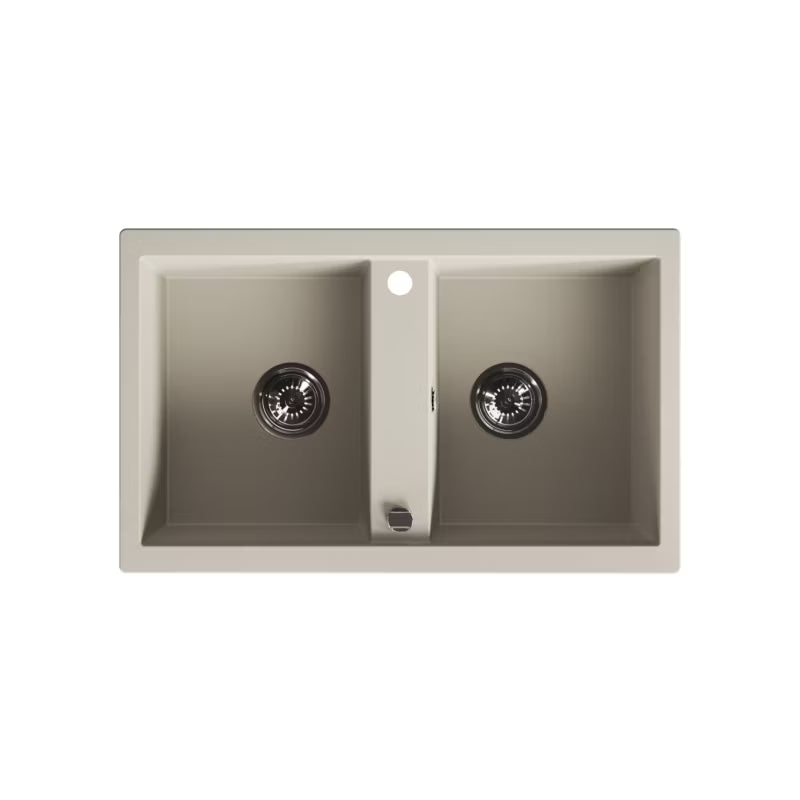 Granitvask 2-Kammer 48x78 cm Beige med Vandlås