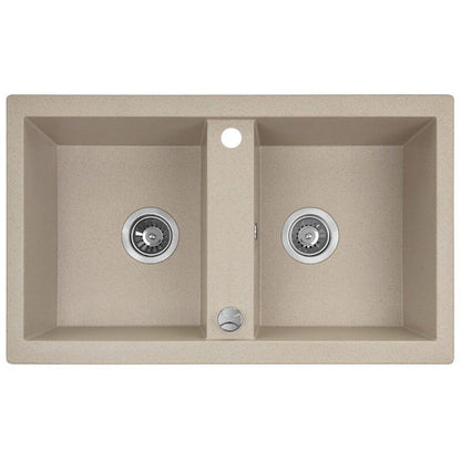 Granitvask 2-Kammer 48x78 cm Beige med Vandlås
