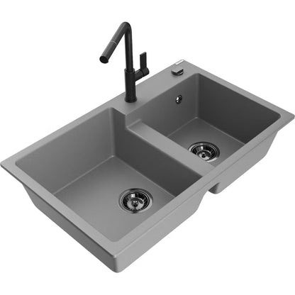 Granitvask 80x50 cm 2-Kammer med Armatur