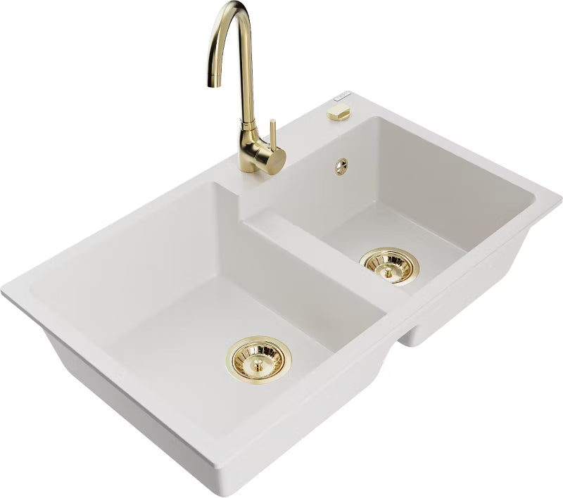 Granitvask 80x50 cm Sort med Armatur