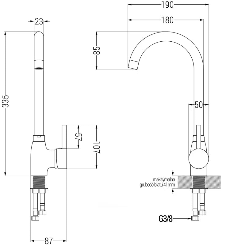 Granitvask 80x50 cm Sort med Armatur