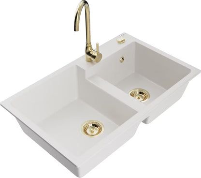 Granitvask 80x50 cm Sort med Armatur