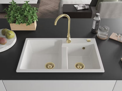 Granitvask 80x50 cm Sort med Armatur