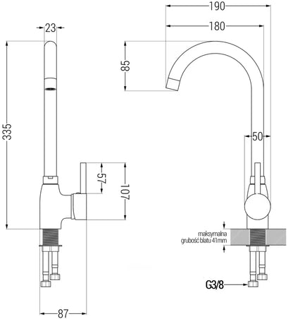 Granitvask 82x43.6 cm Grå med Køkkenarmatur
