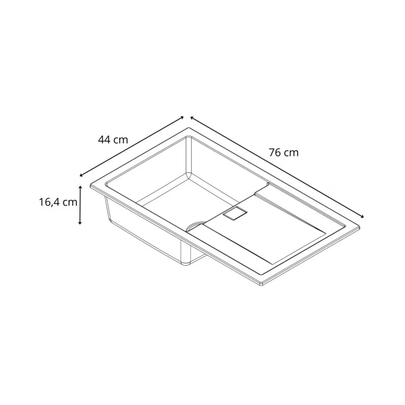 Granitvask Amaretto 76x44 cm Sort Metallik med Armatur