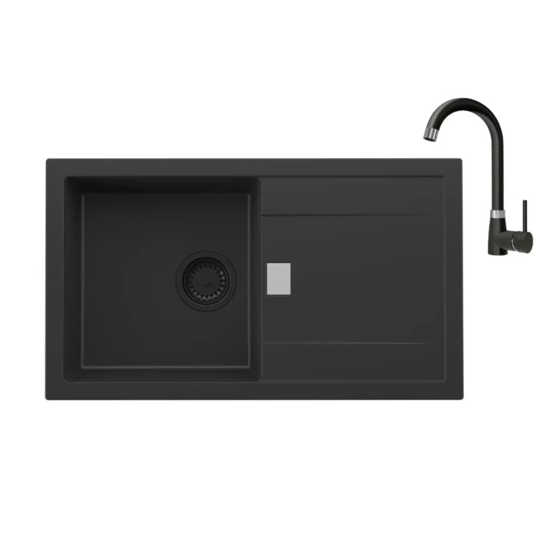 Granitvask Amaretto 76x44 cm Sort Metallik med Armatur