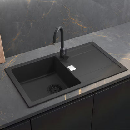Granitvask Amaretto 76x44 cm Sort Metallik med Armatur