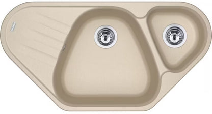 Granitvask Antea 1,5-Kammer 96x50 cm Beige med Afløbsplade