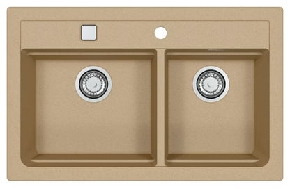 Granitvask Atrox 50 79x50 cm Beige 2-Kammer