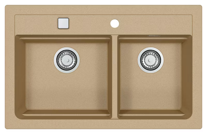 Granitvask Atrox 50 79x50 cm Beige 2-Kammer