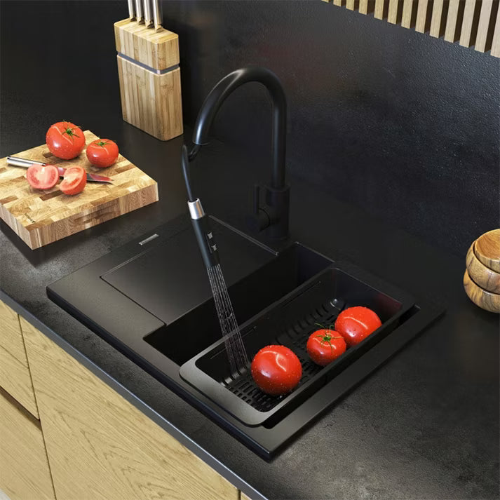 Granitvask Bello 1-Kammer 57x47 cm Sort