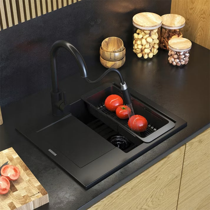 Granitvask Bello 1-Kammer 57x47 cm Sort