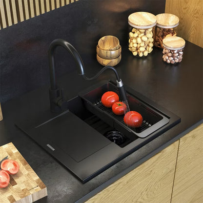 Granitvask Bello 1-Kammer 57x47 cm Sort