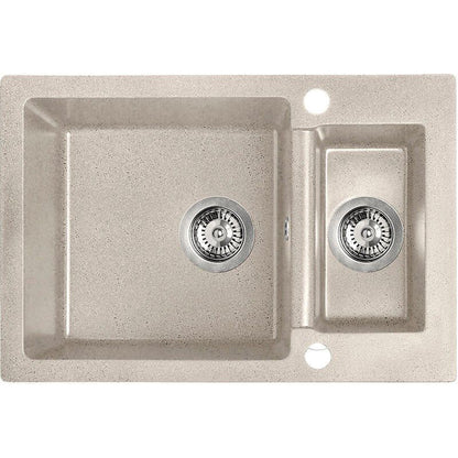 Granitvask Celia 1,5-Kammer 44x65 cm Beige med Vandlås
