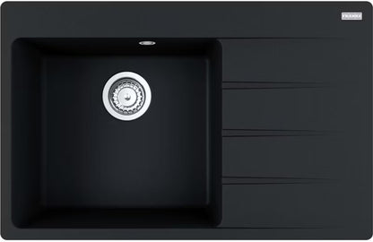 Granitvask Centro 611-78 TL 78x50 cm Sort Onyx med Afløbsplade