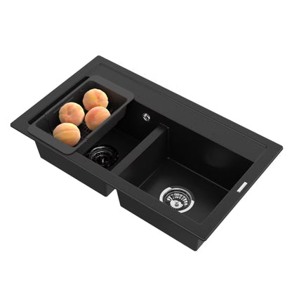 Granitvask Duet 2-Kammer 75,6x44,7 cm Sort Mat