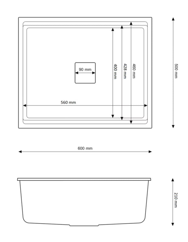 Granitvask Epir60 60x50 cm Sort