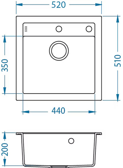 Granitvask FORMIC 20 52x51 cm 1-Kammer