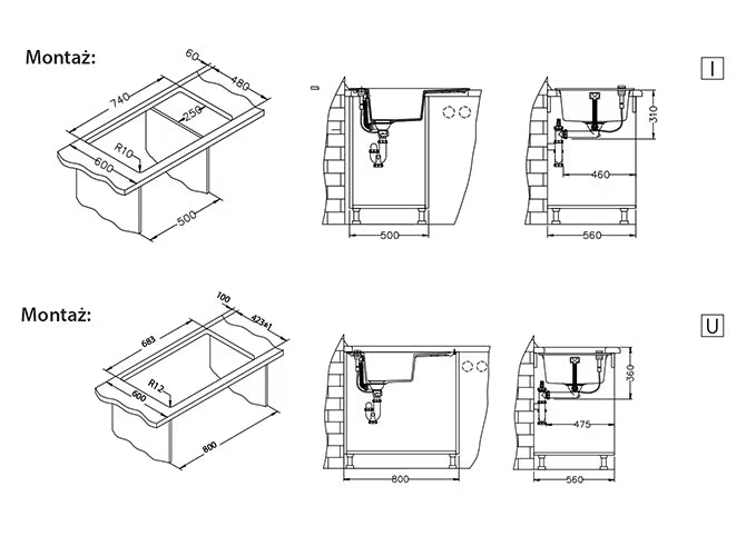 Granitvask Formic 30 76x50 cm 1-Kammer