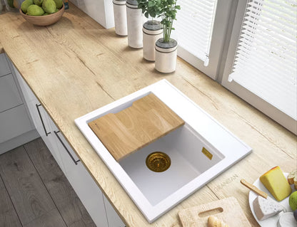 Granitvask Foxal 56,5x50,5 cm Hvid med Guldsyfon