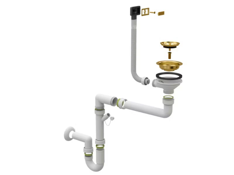 Granitvask Foxal 56,5x50,5 cm Hvid med Guldsyfon