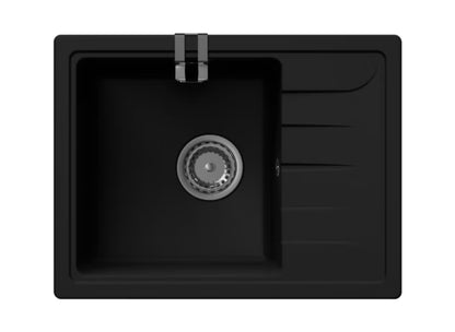 Granitvask Gracia 58x44 cm Sort Metal med Afløbsbakke