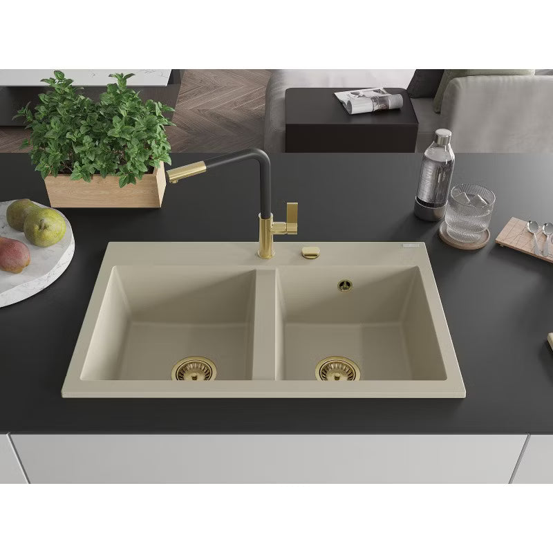 Granitvask Hektor 2-Kammer 80x48 cm Beige